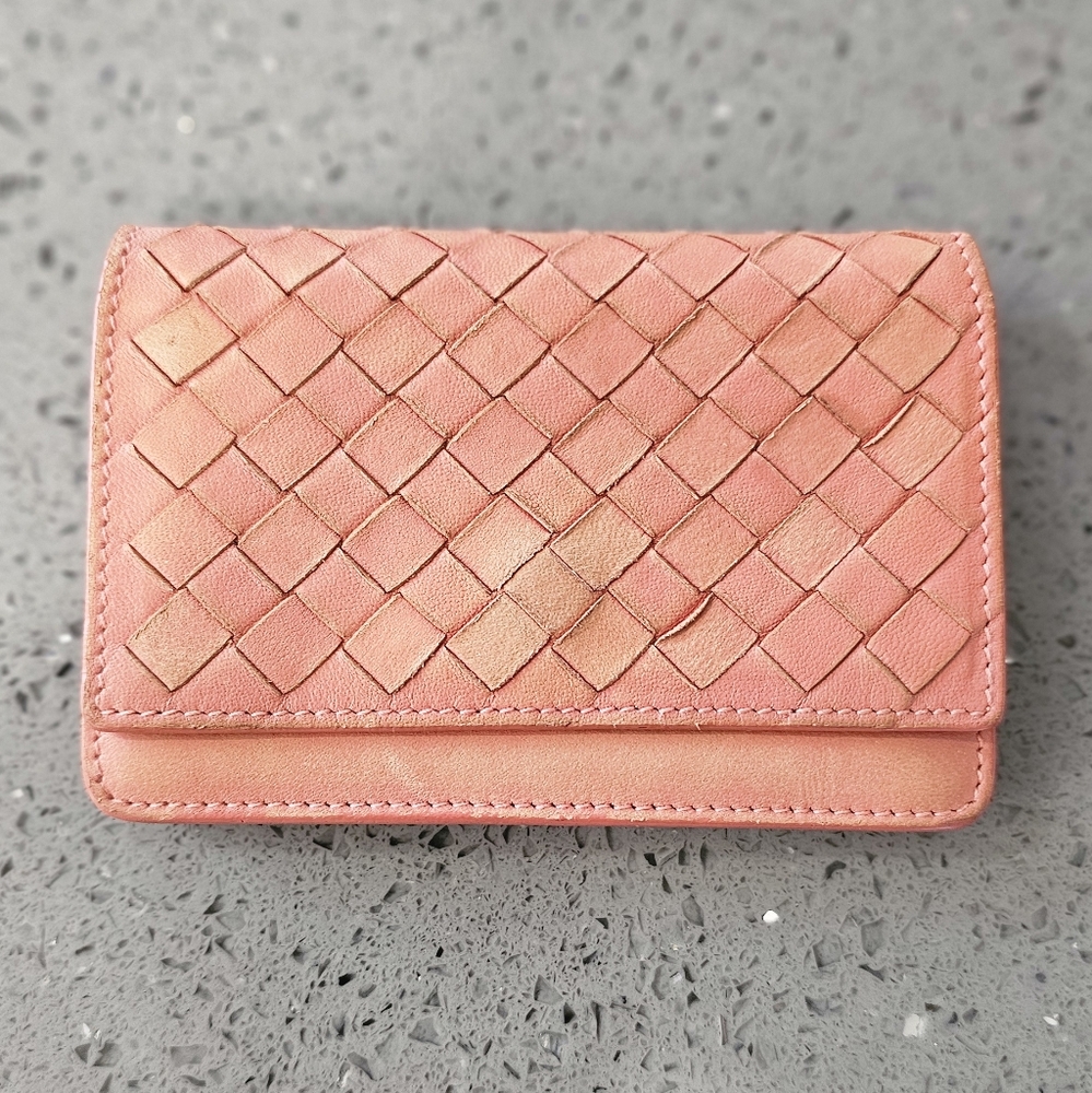 Bottega Veneta Intrecciato Weave Leather Compact Wallet